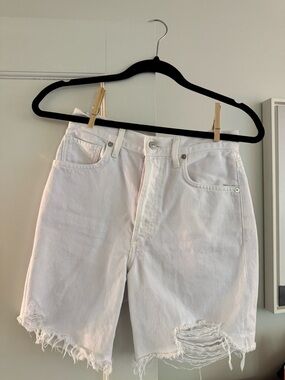 Citizens Of Humanity White Distressed Bermuda Shorts